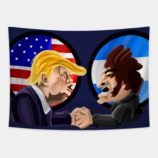 Donald Trump x Javier Milei Argentina/USA FLAGS Tapestry by Super-TS