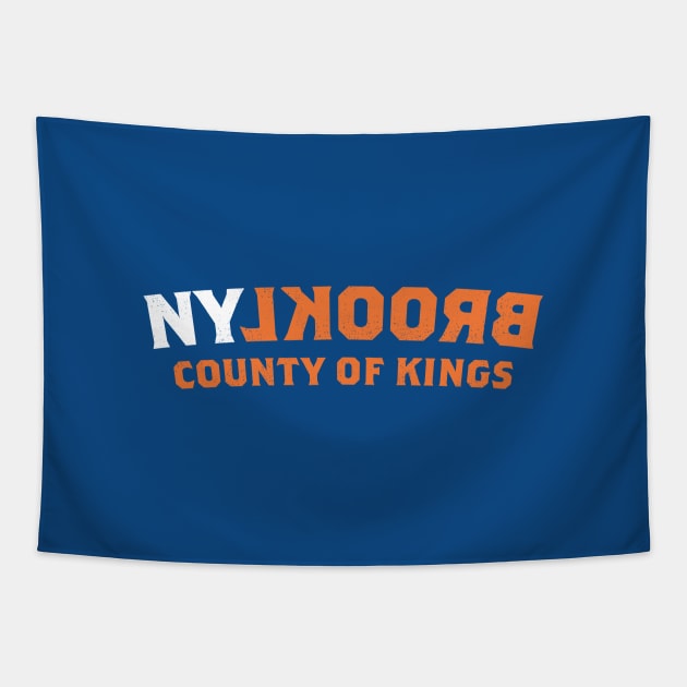 Brooklyn County of Kings (white, orange) Tapestry by Assertive Shirts