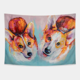 Conceptual abstract painting of a welsh corgi pembroke muzzle. Tapestry