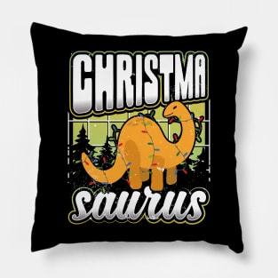 Christmasaurus Funny Dinosaur Christmas Lights Pillow