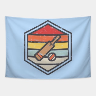 Retro Badge Cricket Tapestry