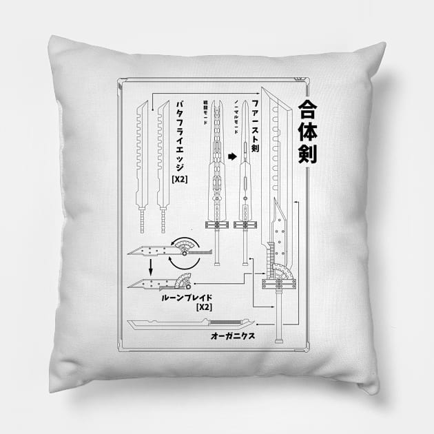 Fusion Sword V2 Pillow by SquidStudio