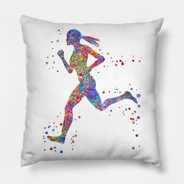 Running woman Pillow by RosaliArt