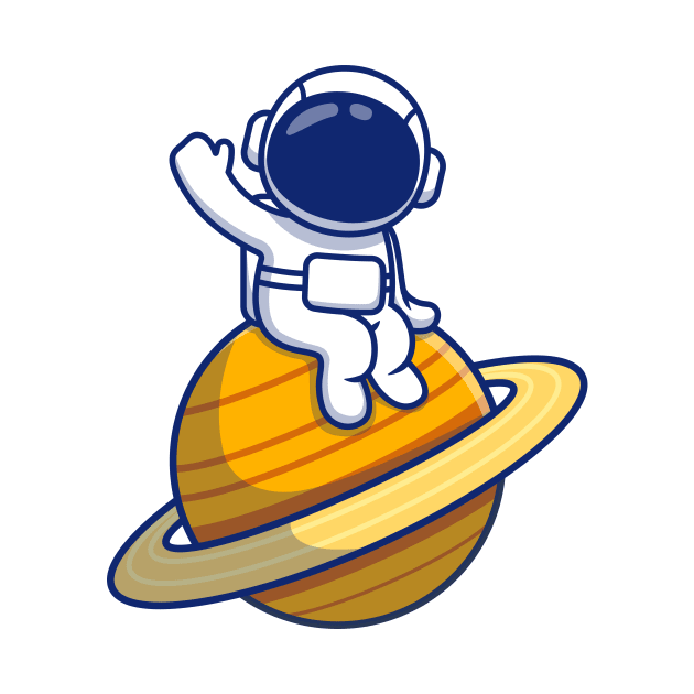 Cute Astronaut Sitting On Planet by Catalyst Labs