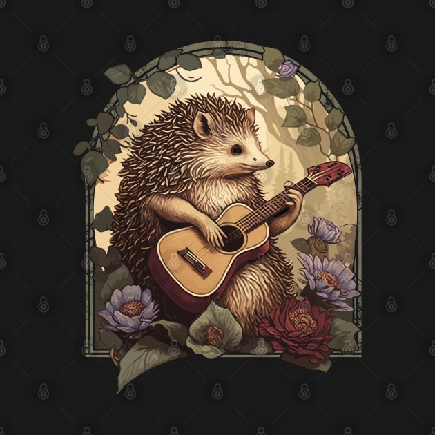 Cottagecore Aesthetic Hedgehog Acoustic Guitar by Apocatnipse Meow