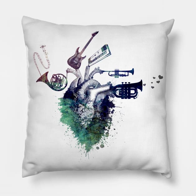 Music my love art #music #heart #love Pillow by JBJart