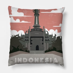 Denpasar, Indonesia. Retro travel poster Pillow