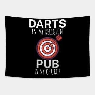 Darts is my religion pub is my church Tapestry