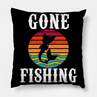 Gone Fishing Mermaid Sunset Pillow