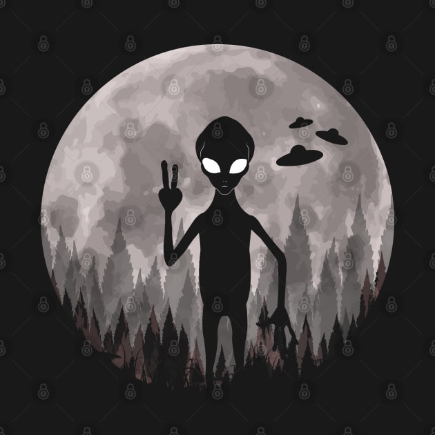 Alien And Ufos Moon by Tesszero