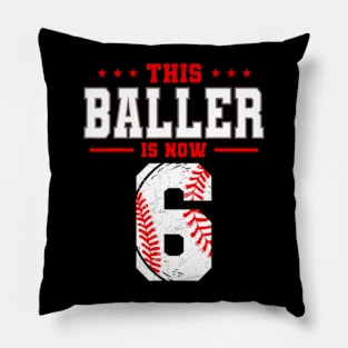 This Baller Is Now 6 Birthday Baseball Theme Bday Party Pillow