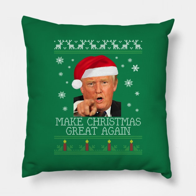 Make Christmas Great Again Donald Trump Knit Pattern Pillow by Rebus28