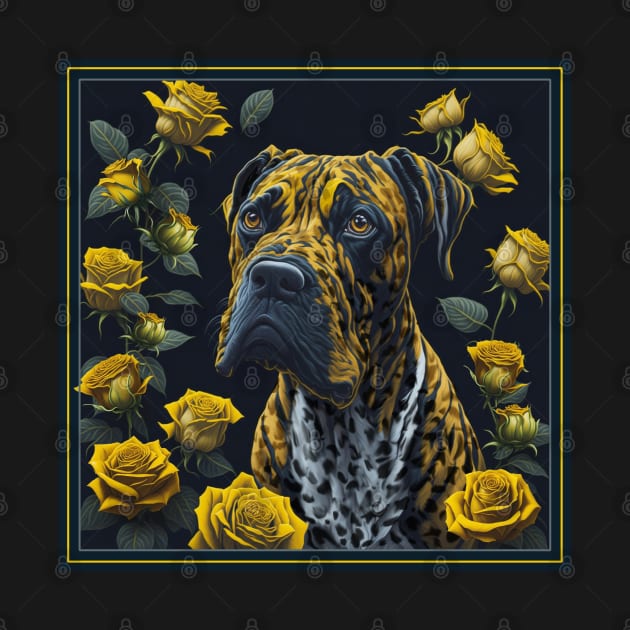 Dogo Canario yellow roses 2 by xlhombat