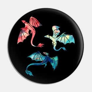 Cute colorful dragons illustration Pin