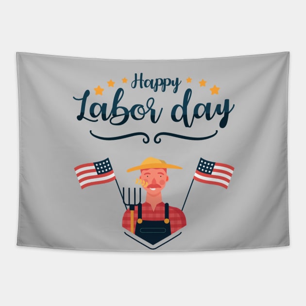 Happy Labor Day, American Flag Labor Day,Military,Patriotic, American Flag Gift, Graphic Tee, Merica, Labor Day Tapestry by NooHringShop