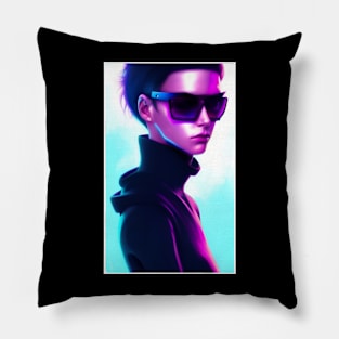 Synthwave - Sunglasses Boy 001 Pillow