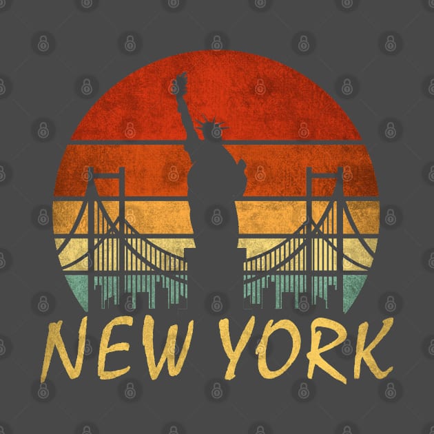 Vintage Sunset New York, The Big Apple, Silhouette of Liberty by zozo-shop