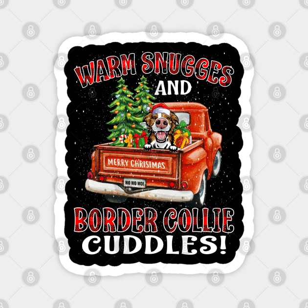 Warm Snuggles And Border Collie Cuddles Ugly Christmas Sweater Magnet by intelus