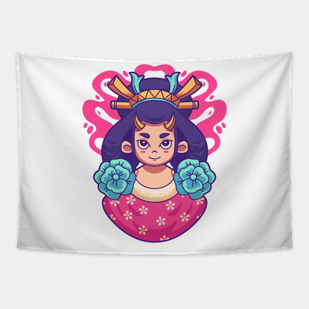 Cute Geisha Tapestry by yellowline