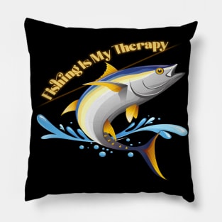 Fishing Is My Therapy Pillow