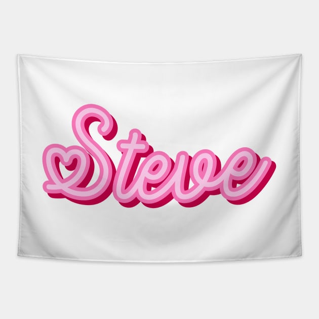 Steve name pink heart Tapestry by maoudraw