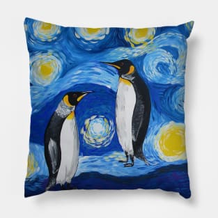 Royal Blue and Penguins Pillow