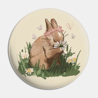 Rabbit and flowers Pin