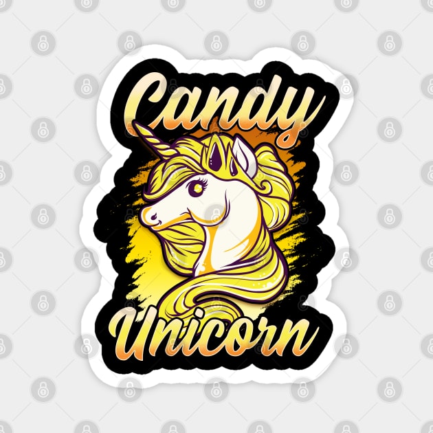 Candy Corn Unicorn Halloween Funny Candy Unicorn Magnet by creative