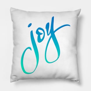 JOY Hand Lettered T-Shirt in Blue & Teal/Aqua Pillow