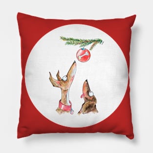 Christmas Waiting Dogs Pillow