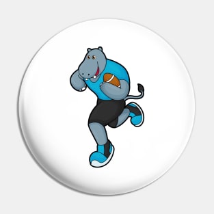 Hippo as Football player with Football Pin