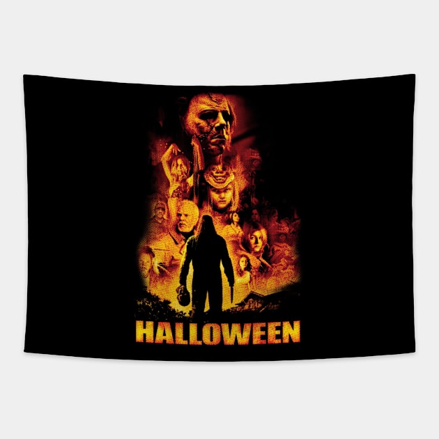 Retro Halloween Movie Tapestry by tngrdeadly