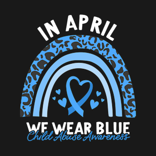 Child Abuse Prevention Awareness Month Blue Ribbon gift idea T-Shirt