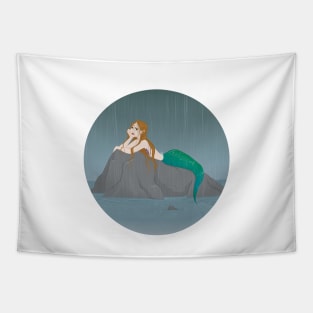 Mermaid under the rain Tapestry