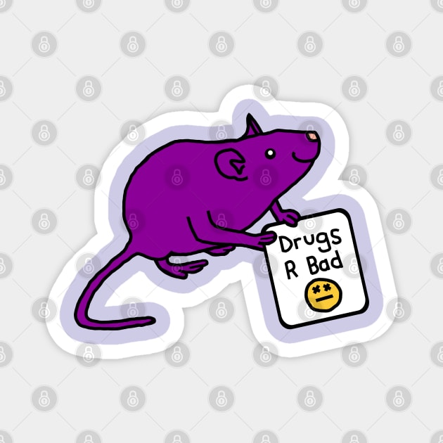 Purple Rat with Anti Drugs Message Magnet by ellenhenryart