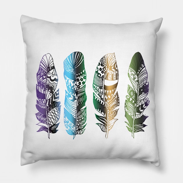 Never too many Feathers Pillow by lannie