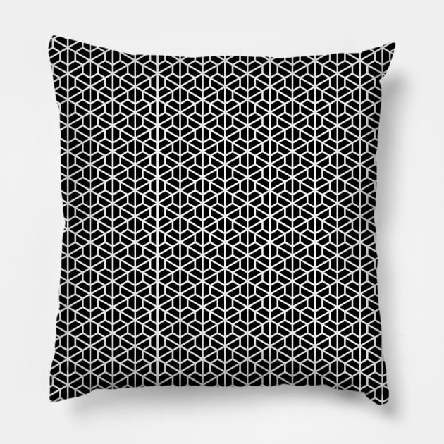 Bishamon kikkō hexagonal pattern - white Pillow by Blacklinesw9