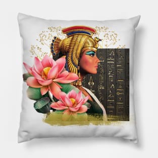 Cleopatra With Pink Lotus Pillow