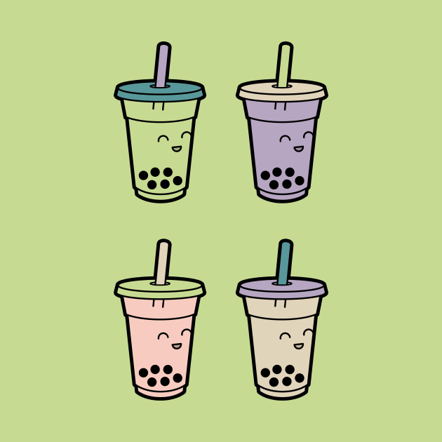 Cute Kawaii Bubble Tea - 4 Flavors by BobaTeaMe