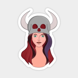 Woman Wearing a Skull With Horns Magnet