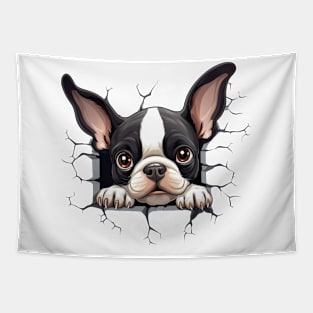 Baby French Bulldog Peeking Tapestry