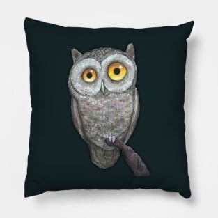 An oil painting of a funny owl Pillow