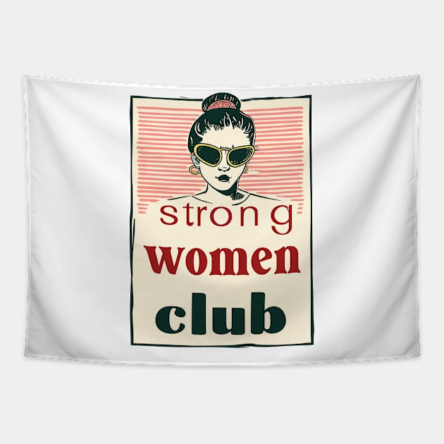 Vintage Vogue: 'Strong Women Club' Fashionista Illustration Poster Tapestry by Retro Travel Design