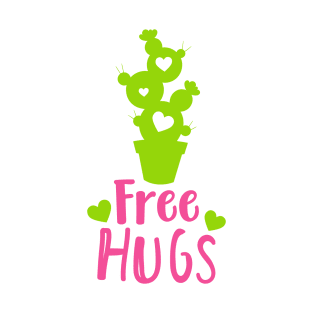 Free Hugs, Cactus, Cacti, Succulent, Plant, Hearts T-Shirt