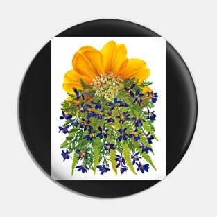 Yellow Tulip Flower Wall Art Floral Print Yellow and Blue Pressed Flowers Home Décor Botanical Print Pin