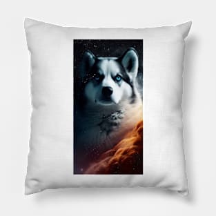 Sky Wolf Husky Stars Pillow