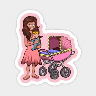 Cartoon Mom With Baby Magnet