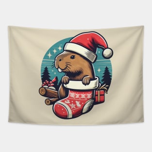 Christmas Capybara Tapestry