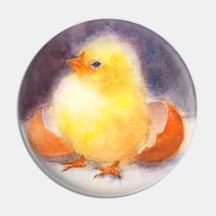 Baby Chicken Watercolor Painting Pin