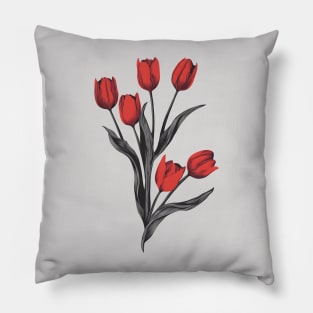 Bouquet of red tulips Pillow